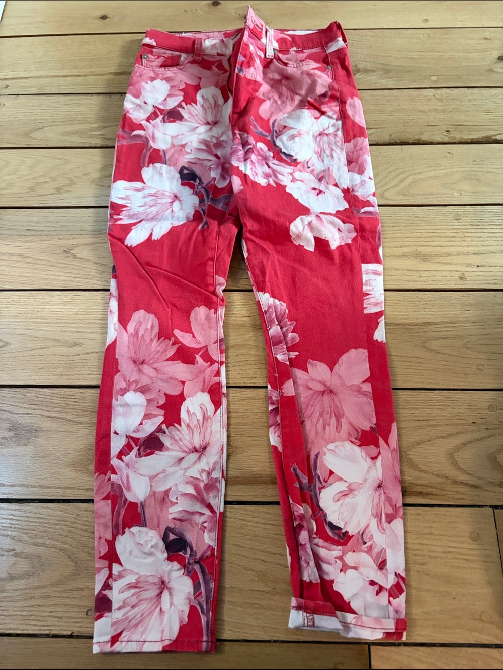 Seven Floral Print Red Skinny Pants